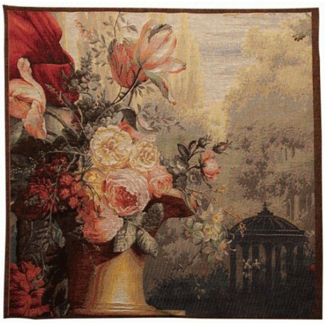 Flowers and trianon scene, Tapisserie Art de Lys