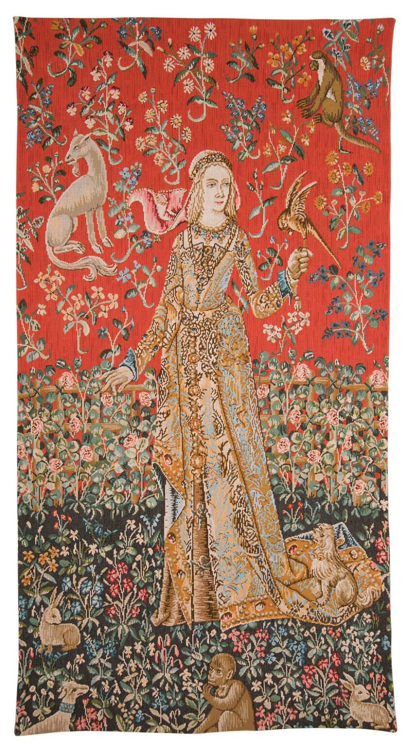 Tapisserie Murale CLUNY « À Mon Seul Désir » - 29x18 Pouces, Rouge, Doublée, Neuf