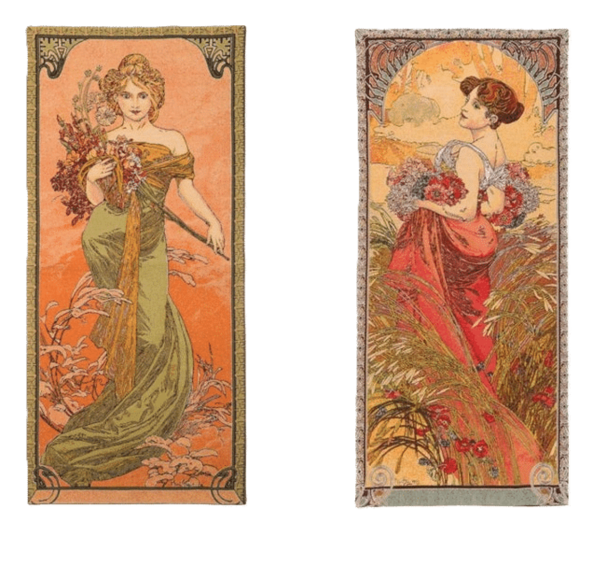 Tapisseries Mucha Printemps et Eté